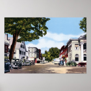 Póster Calle de la central de Woodstock Vermont