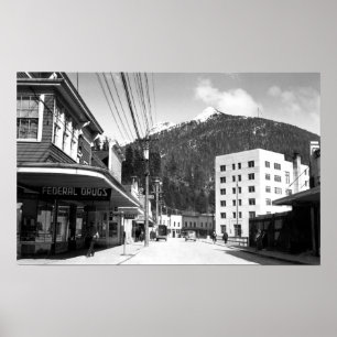 Póster Calle de la misión en el centro de Ketchikan