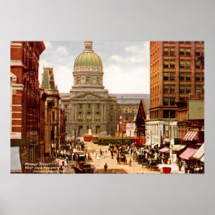 Póster Calle de mercado del oeste de Indianapolis Indiana