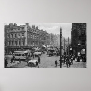 Póster Calle de mercado, Manchester, c.1910