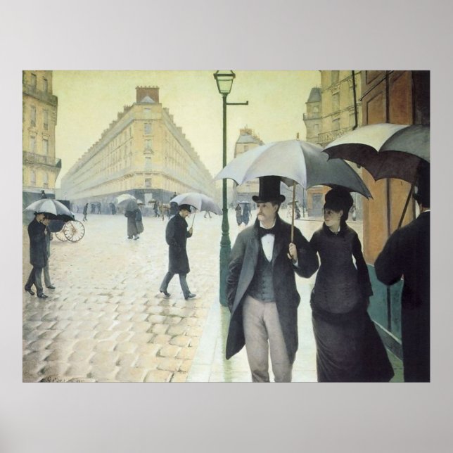 Póster Calle de París, Día de Lluvia por Caillebotte (Frente)