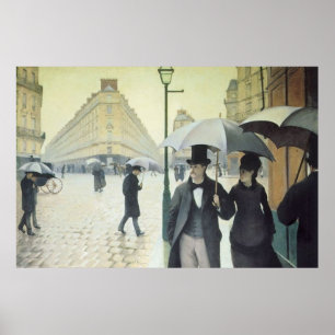 Póster Calle de París, Día de Lluvia por Caillebotte