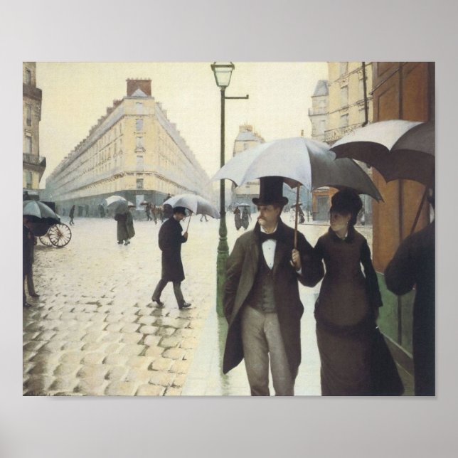 Póster Calle de París, Día de Lluvia por Caillebotte (Frente)