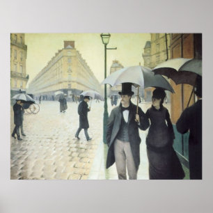 Póster Calle de París, Día de Lluvia por Caillebotte