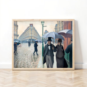Póster Calle de París; Día lluvioso de Gustave Caillebott