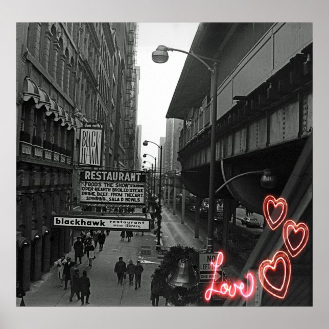 Póster Calle de Rótulo de restaurantes Blackhawk de Chica (Frente)