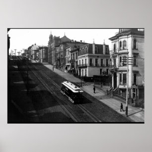 Póster Calle de San Francisco con Cable Car 1901
