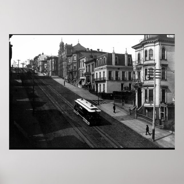 Póster Calle de San Francisco con Cable Car 1901 (Frente)