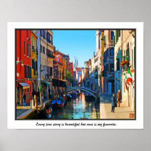 Póster Calle de Venecia con cita de amor