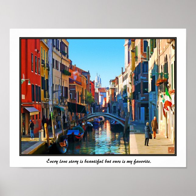 Póster Calle de Venecia con cita de amor (Frente)