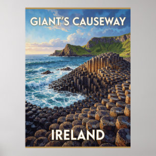 Póster Calle del Gigante Irlanda Paisaje de rocas hexagon
