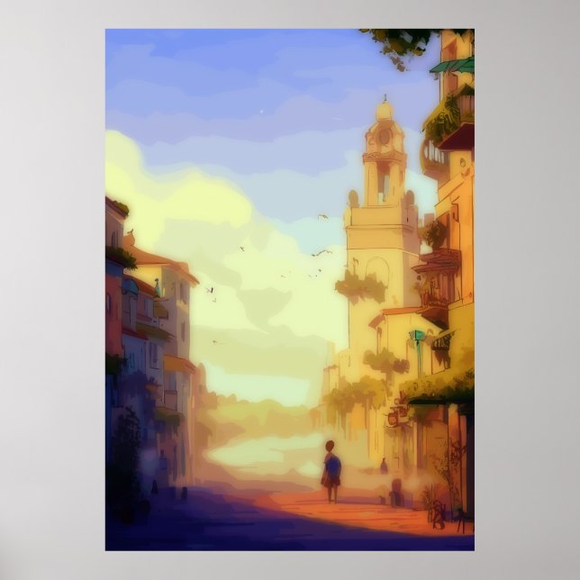 Póster Calle del Ilustracion Clásico de La Habana (Frente)