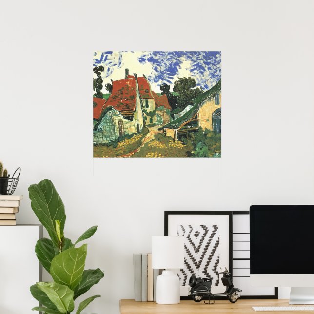 Póster Calle del pueblo en Auvers de Vincent van Gogh (Oficina en casa)