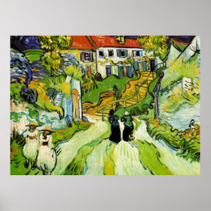 Póster Calle del pueblo y escalones (van Gogh)