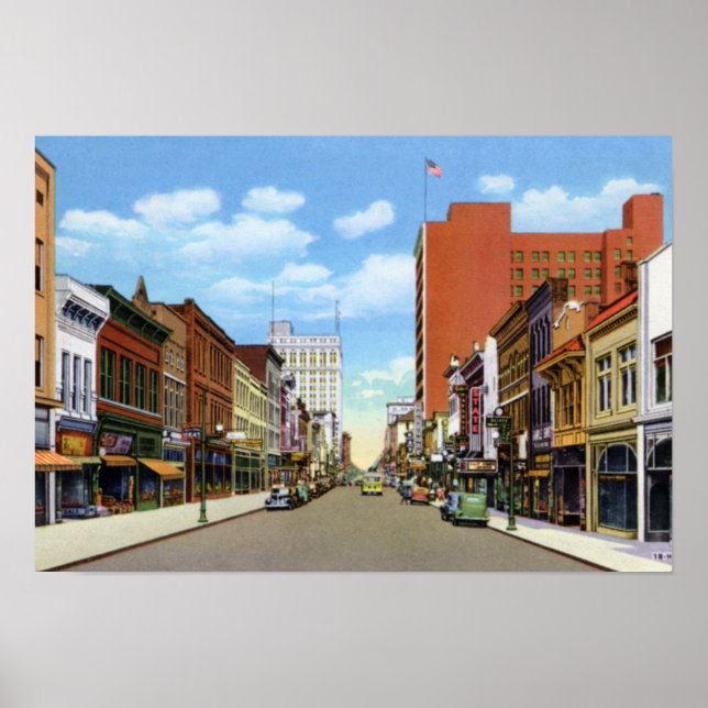 Póster Calle Elm de Greensboro Carolina del Norte (Frente)