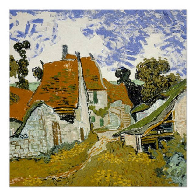 Póster Calle en Auvers-sur-Oise Vincent  van Gogh  (Anverso)
