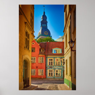 Póster Calle en el casco antiguo   Estonia