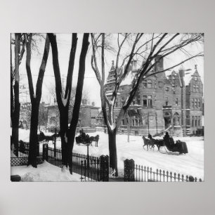 Póster Calle en invierno, Montreal Notman de Sherbrooke -