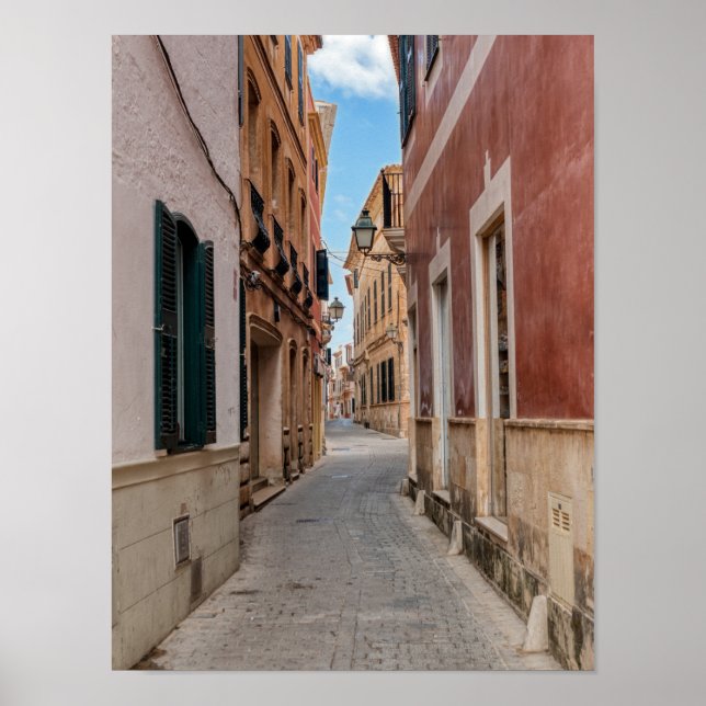 Póster Calle estrecha de Ciutadella - Menorca, España (Frente)