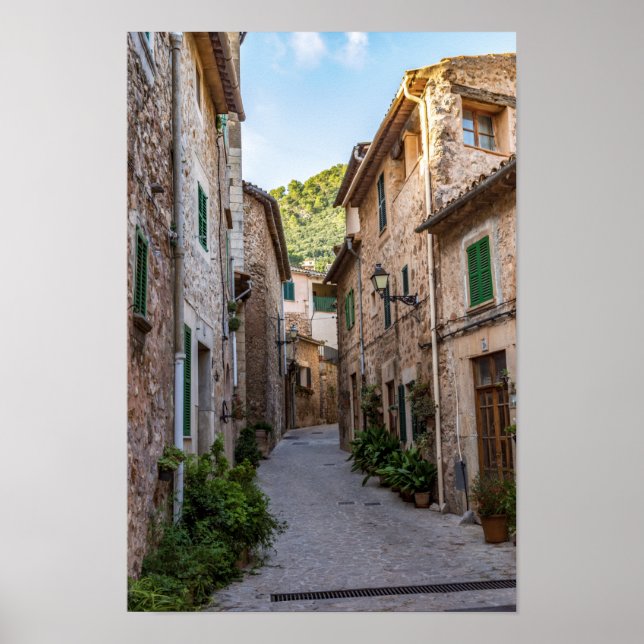 Póster Calle estrecha del pueblo de Valldemossa - Mallorc (Frente)