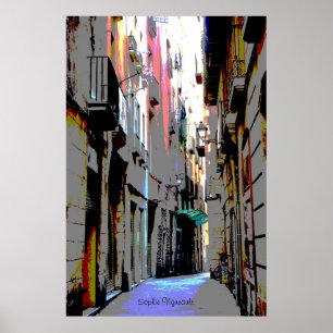 Póster calle europea psicodélica