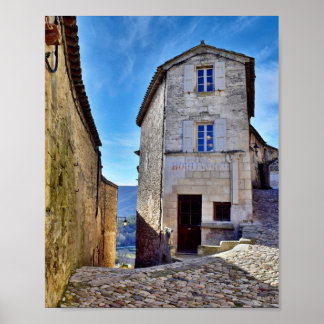 Póster Calle famosa de la ciudad de Lacoste en Francia Eu