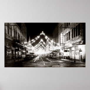 Póster Calle Fuerte de Honolulu en 1942 de noche