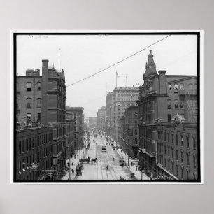 Póster Calle Griswold , Detroit Michigan alrededor de 190