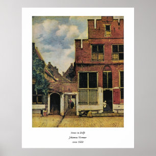 Póster Calle Johannes Vermeer en Delft (alrededor de 1660