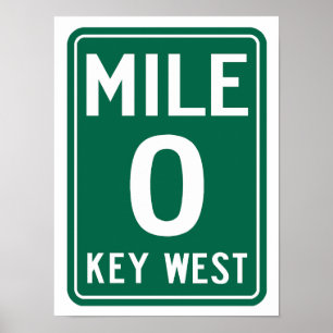 Póster Calle Key West Milla 0, Florida EE. UU.