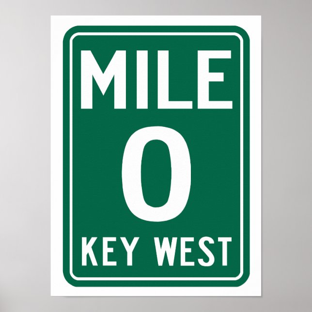 Póster Calle Key West Milla 0, Florida EE. UU. (Frente)