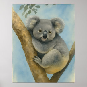 Póster Calle Koala - Vida silvestre acuarela