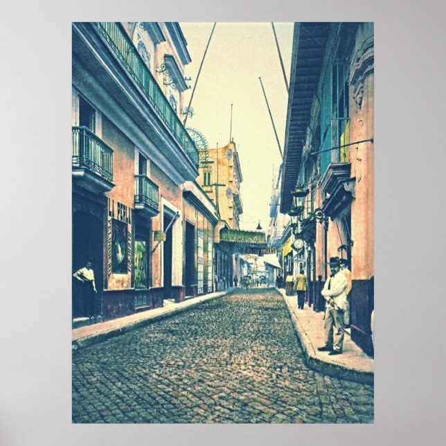 Póster Calle La Habana Cuba 1899 (Frente)