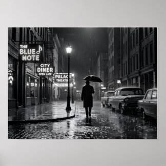 Póster Calle Lluviosa Film Noir