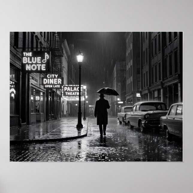 Póster Calle Lluviosa Film Noir (Frente)