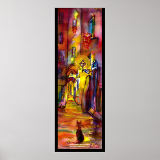 Póster Calle medieval por la noche en Florencia