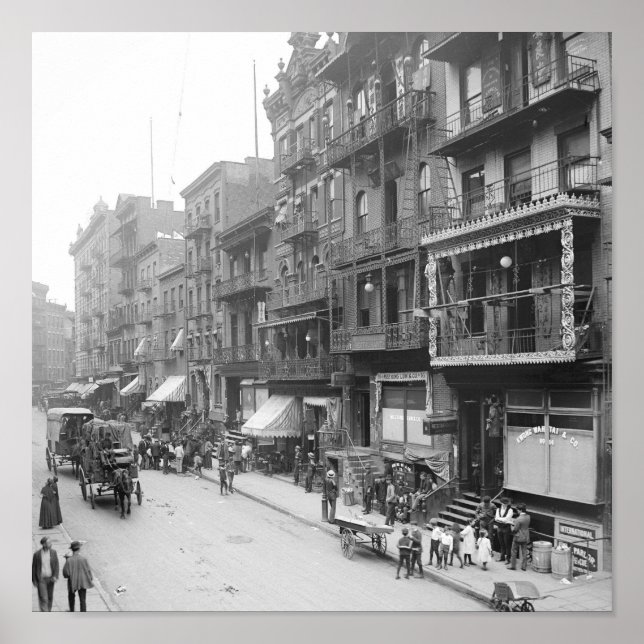 Póster Calle Mott, Nueva York, 1900 (Frente)