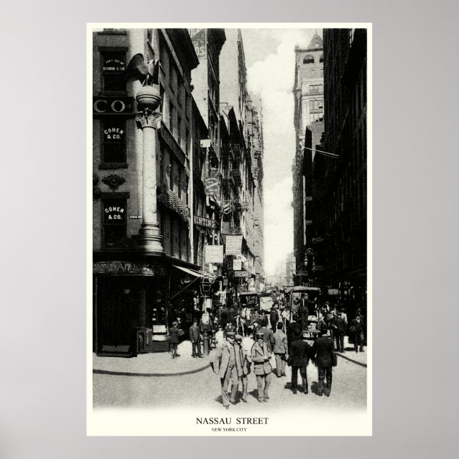 Póster Calle Nassau, Nueva York, 1905 (Frente)