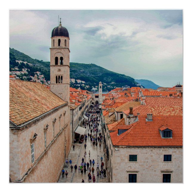 Póster Calle principal de Dubrovnik, Croacia (Anverso)
