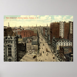 Póster Calle principal, vintage 1912 del búfalo NY
