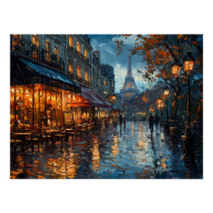 Póster Calle Rainy Cobblestone de París