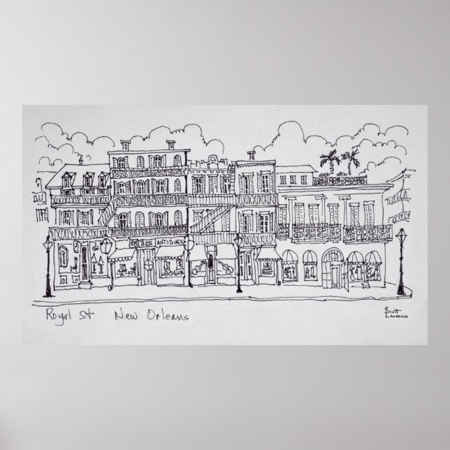 Póster Calle Real | Nueva Orleans, Luisiana (Frente)