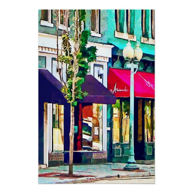 Póster Calle Roanoke VA con restaurante (Anverso)