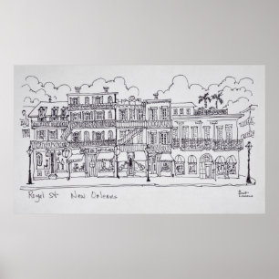 Póster Calle Royal Nueva Orleans, Luisiana