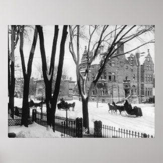 Póster Calle Sherbrooke en invierno, Montreal Notman -