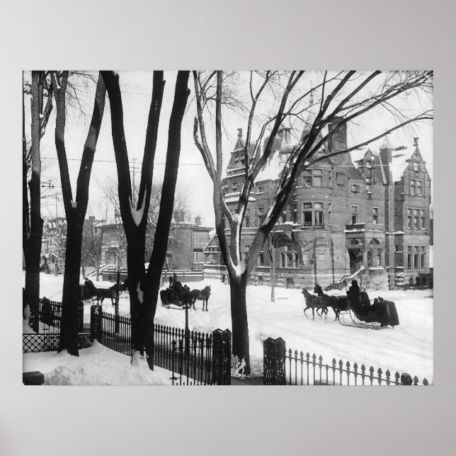 Póster Calle Sherbrooke en invierno, Montreal Notman - (Frente)