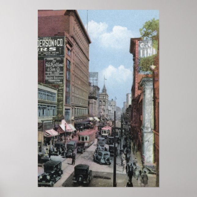 Póster Calle St Catherine de Montreal Quebec Canadá (Frente)