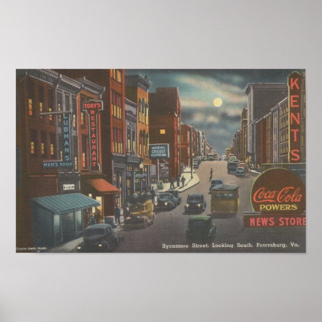 Póster Calle Sycamore PETERSBURG, VA 1940 (Frente)