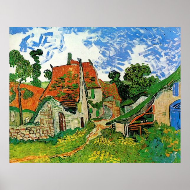 Póster Calle Village en Auvers Vincent Van Gogh (Frente)