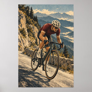 Póster Callejera Alpina Ciclista Deporte Montaña Pared A
